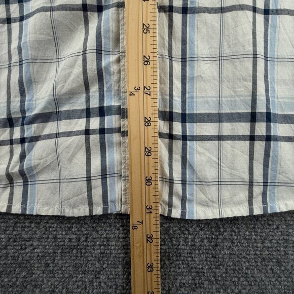 Quiksilver Quicksilver Button Up Men Short Sleeve Blue Plaid Large Cotton Blend - Picture 4 of 16